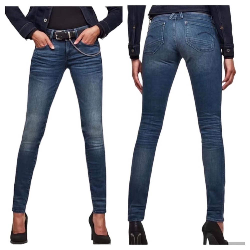 G-STAR RAW LYNN MID SKINNY SLIM STRAIGHT PREMIUM DENIM JEANS DEEP TONE Sz26/30
